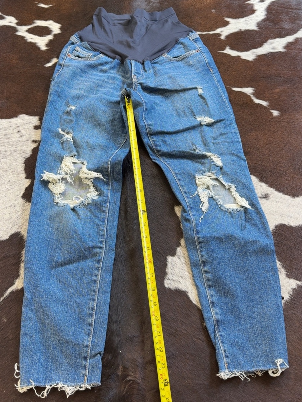 Old Navy Medium Blue Denim Maternity Jeans with Black Waistband